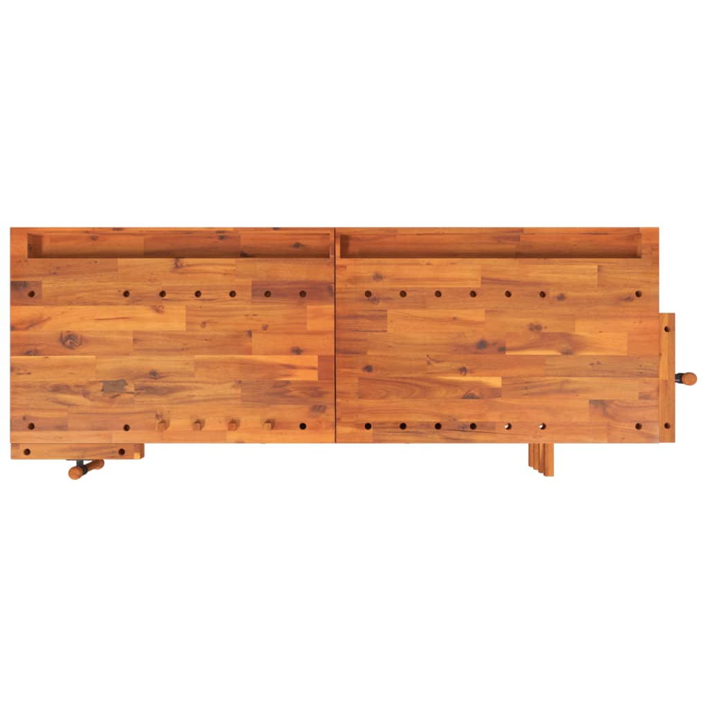 Établi avec tiroir et 2 étaux 192x62x83cm bois acacia massif