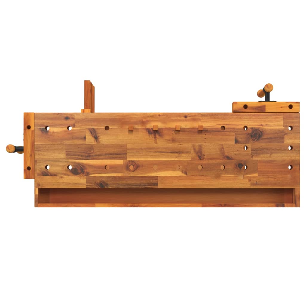 Établi bricolage tiroir et 2 étaux 124x52x83cm bois acacia massif