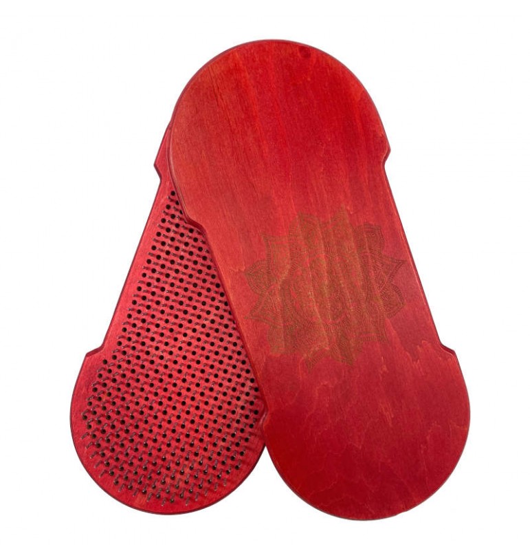 Planche massage à clous Sadhu yoga forme Violon Mandala bois rouge