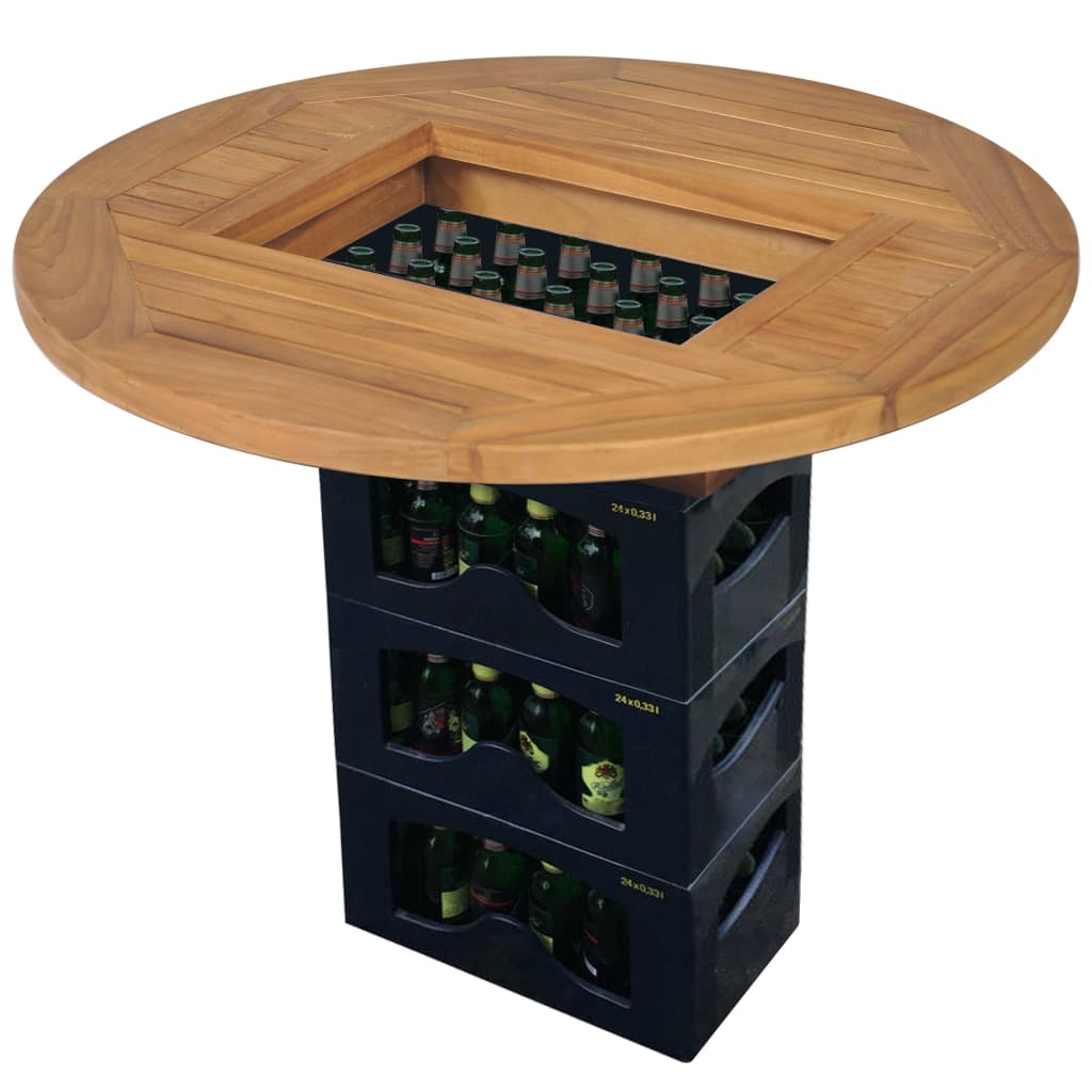 Plateau de table bacs à bières bois teck service appoint bouteilles