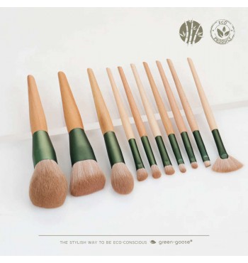 Pochette pinceaux de maquillage 10pcs en bambou GREEN GOOSE
