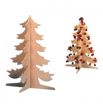 arbre Sapin de Noël 3D à décorer 50 cm en bouleau guirlande trous