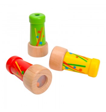 Kaléidoscope d'observation en bois jouets enfants lumière couleurs symétrie
