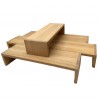 Meuble escalier 4 bancs libres superposés bois chêne massif table basse
