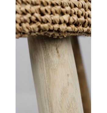Tabouret en bois de teck et fibres de raphia
