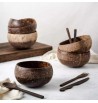 collection ensemble Bol en bois de noix de coco et cuillère bois recyclé