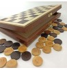 Jeu de dames 10x10 pions bois buis et coffret chavet fabrication française