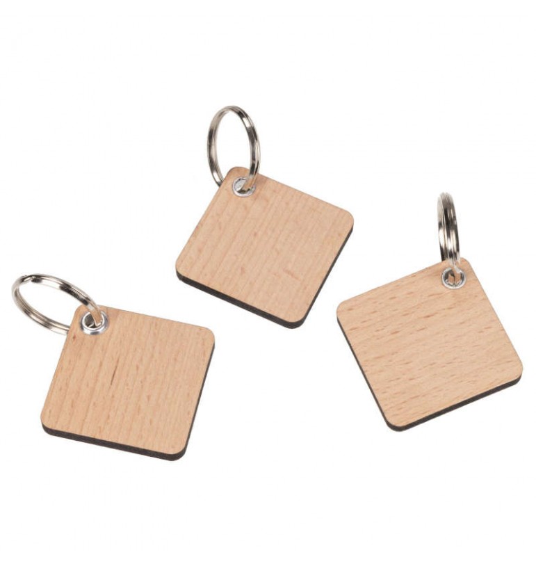 Porte-clés carrés 4,5x4,5cm en bois de hêtre PERSONNALISATION gravure laser