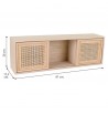 dimensions Etagère murale 81cm avec portes coulissantes cannage rotin bois clair