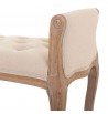 Banquette capitonnée beige style Louis XVI bois patinée boutons tabouret