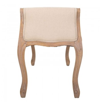 Banquette capitonnée beige style Louis XVI bois patinée boutons tabouret