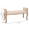 Banquette capitonnée beige style Louis XVI bois patinée boutons tabouret