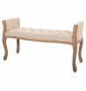 Banquette capitonnée beige style Louis XVI bois patinée boutons tabouret