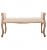 Banquette capitonnée beige style Louis XVI bois patinée boutons tabouret