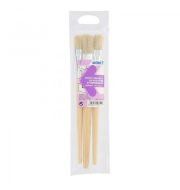 Pinceaux de raccord 3pcs soie naturelle en bois