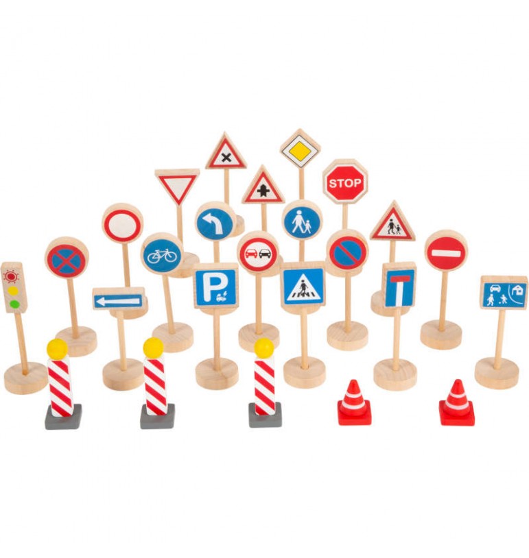 jeu Panneaux de signalisation routière en bois enfants code route