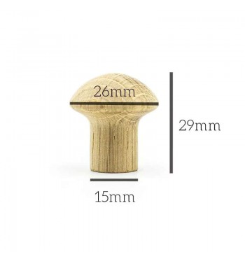 Bouton de porte 26mm en bois de chêne