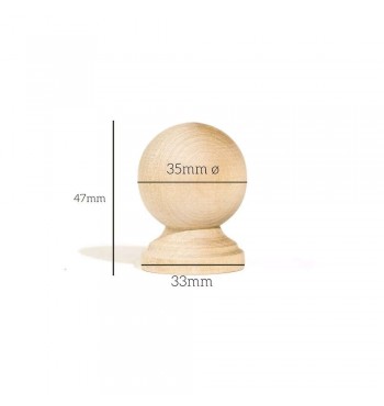 Bouton de porte 33mm en bois de bouleau SPHERE ROND