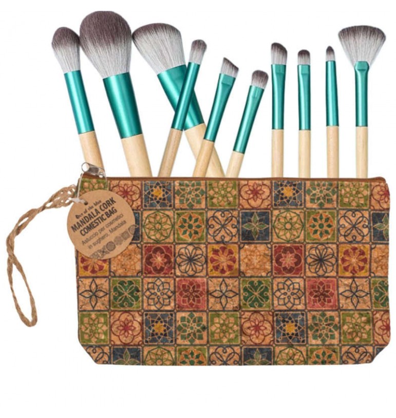 Trousse en liège pinceaux de maquillage en bambou