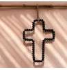 Croix Crucifix en fil de fer et perles noires