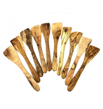 Spatule 30 cm en bois d'olivier massif cuisine grain