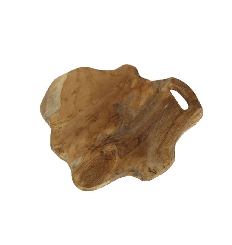 Planche de service irrégulier 36cm en teck massif découpe