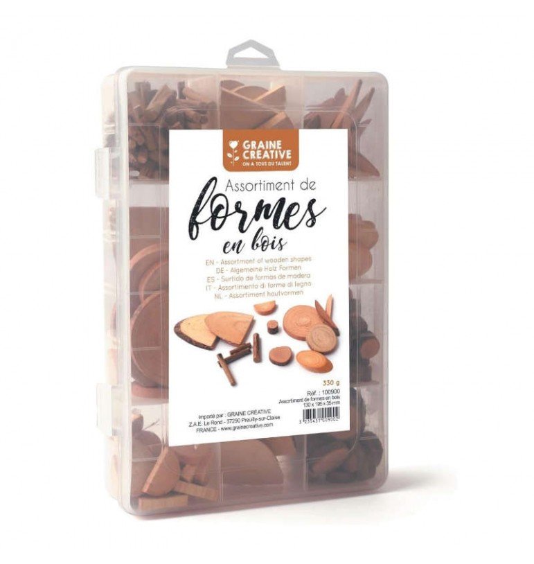 Assortiment de formes en bois 330g création loisir bonhomme déco