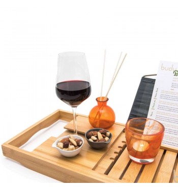 Plateau de bain réglable 70-105cm bois bambou apéritif lecture