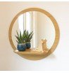 Reine Mère Miroir-tablette rond 40cm en bois de chêne PLACAGE MASSIF fabrication France