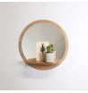 Reine Mère Miroir-tablette rond 40cm en bois de chêne PLACAGE MASSIF made in France