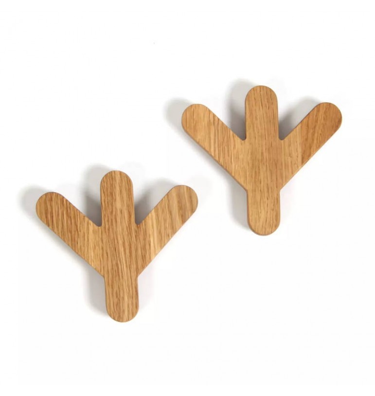 Patères murales pattes d'oie bois chêne décoration