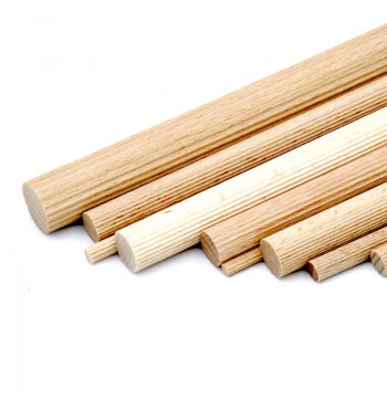 Baguette tourillons Tige striée 12mm diamètre 1m de long bois chêne
