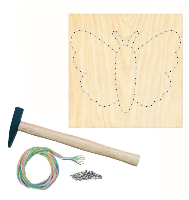 jeu Papillon clous tresser fils couleurs marteau