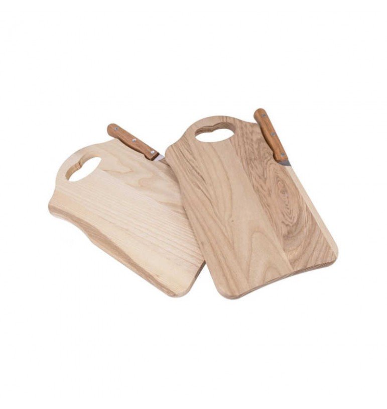 Planche à découper coeur couteau bois frêne brut