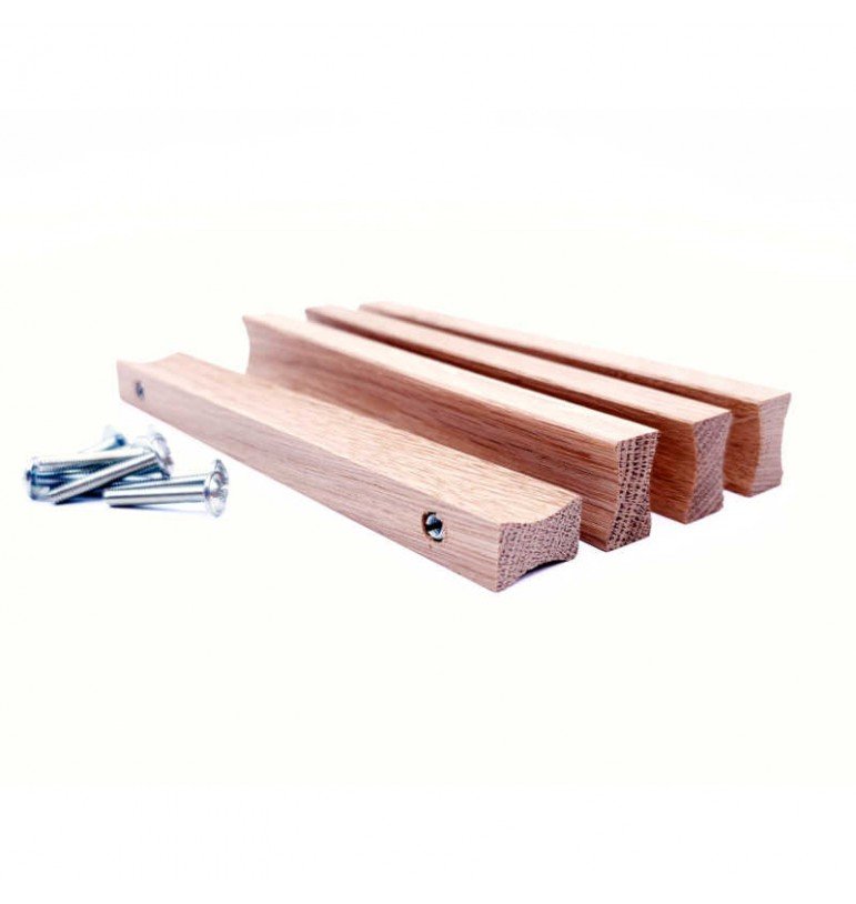 Poignée de meuble forme X 16cm bois chêne tiroir