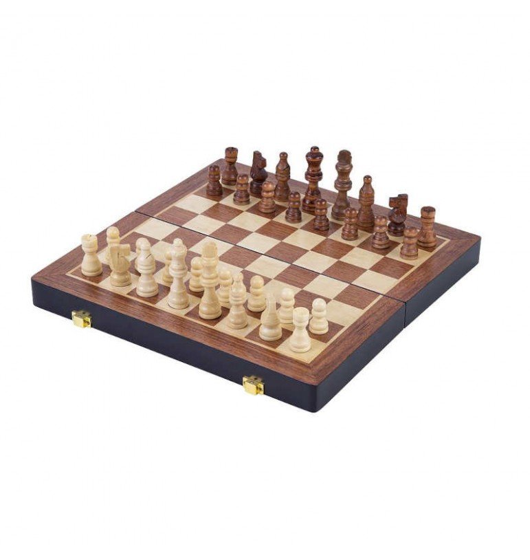 Jeu d'échecs pliant en bois de frêne 24 x 24 cm