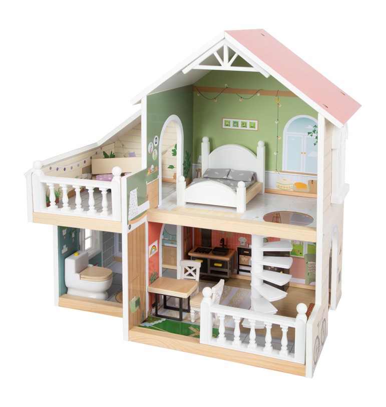 Maison de poupee de DIY bricolage Maison de poupee en bois miniature Maison  de poupee miniature avec des meubles Kit de villa avec