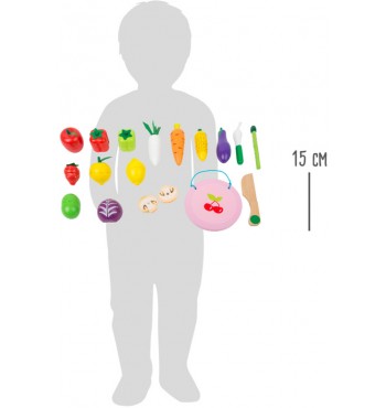 dimensions Collection fruits et légumes à découper jouet bois