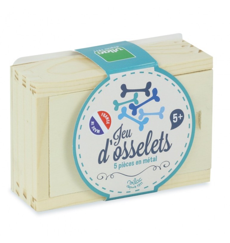 Osselet game in wooden box