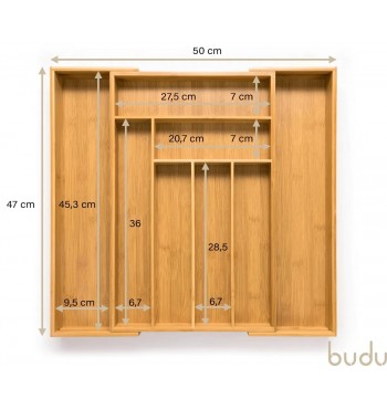 DIMENSIONS Range-couverts extensible en bambou 47 budu bois