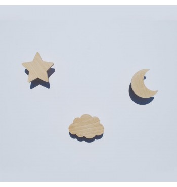 Porte-manteau ou Patère nuage bois hêtre lune étoile