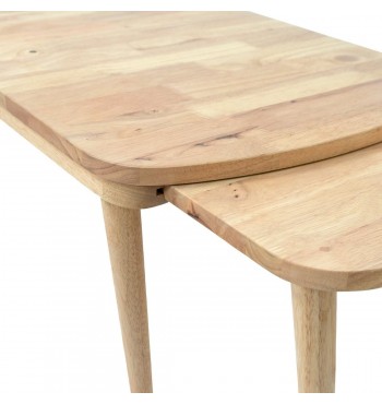 détails Table basse extensible en hévéa massif bois