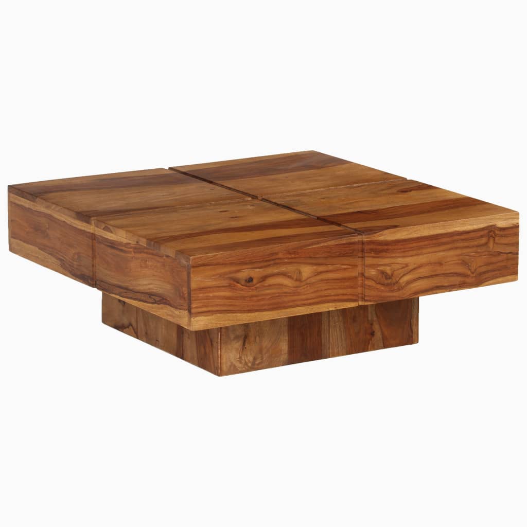 Table basse en bois de Sesham massif exotique carré