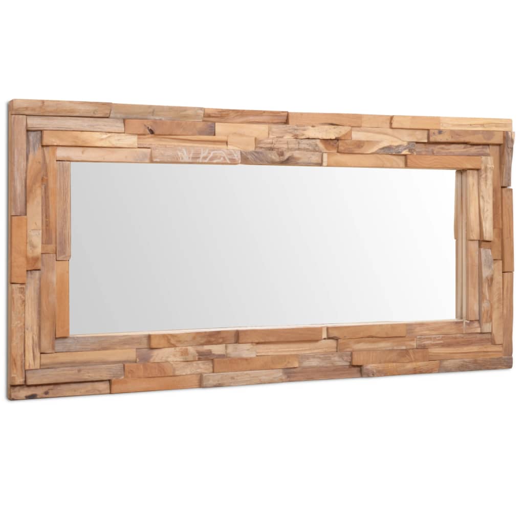 Miroir rectangulaire décoratif en bois de teck massif brut