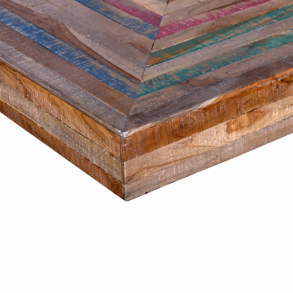 plateau Table basse carré design en bois teck recyclé massif couleur pieds Fer noirs