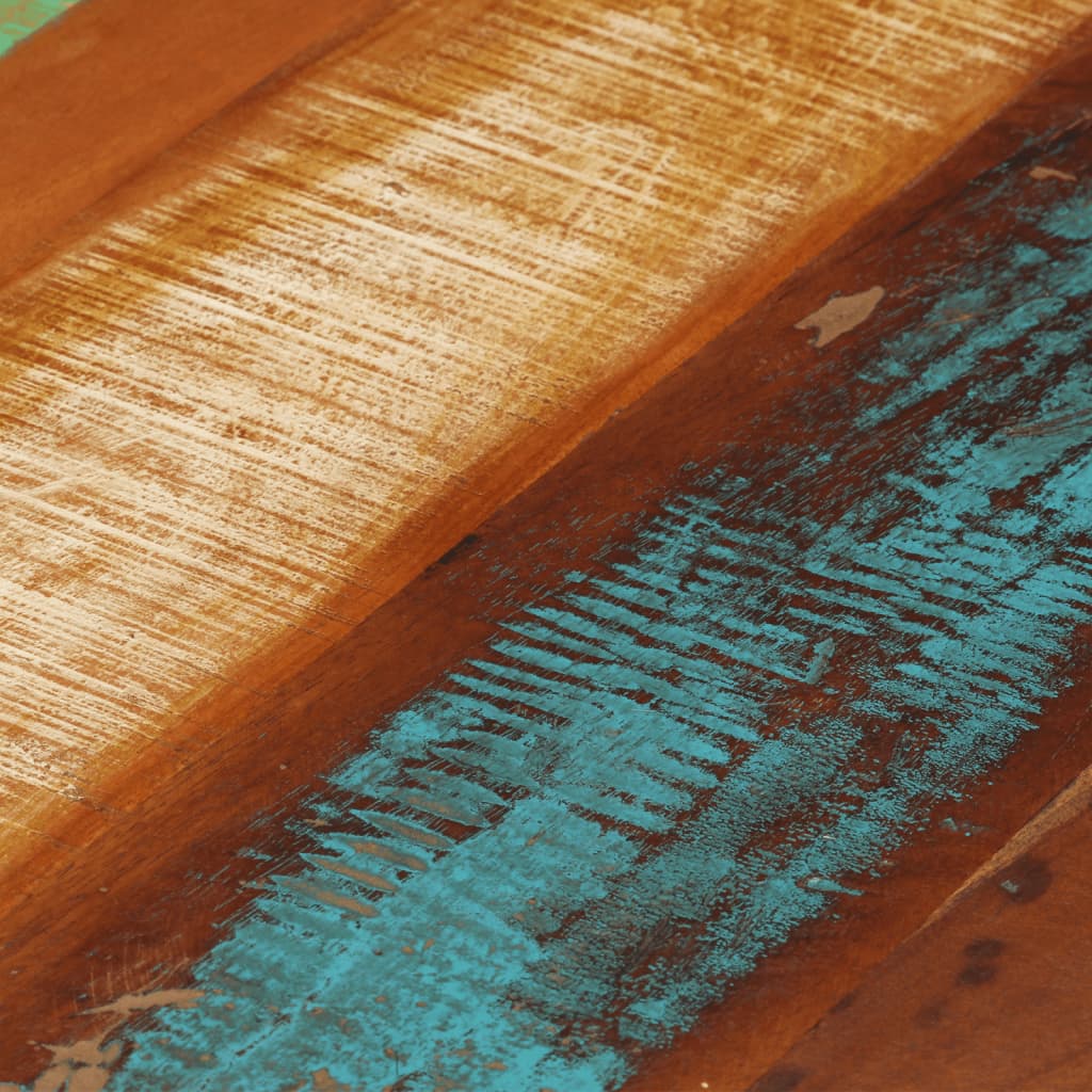 plateau couleurs Table basse ronde en bois de récupération massif support fils fer noirs