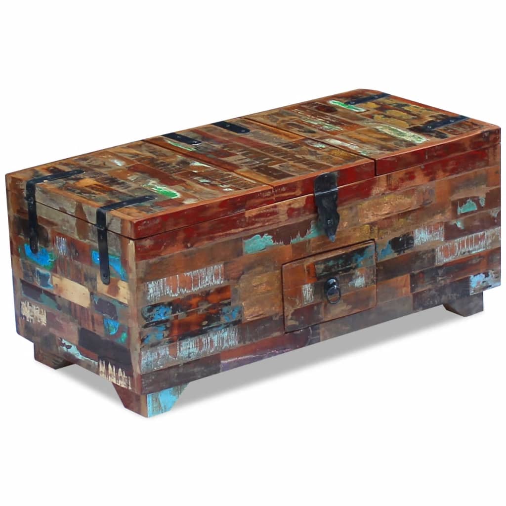 coffre Table basse en bois recyclé massif couleur pour rangement