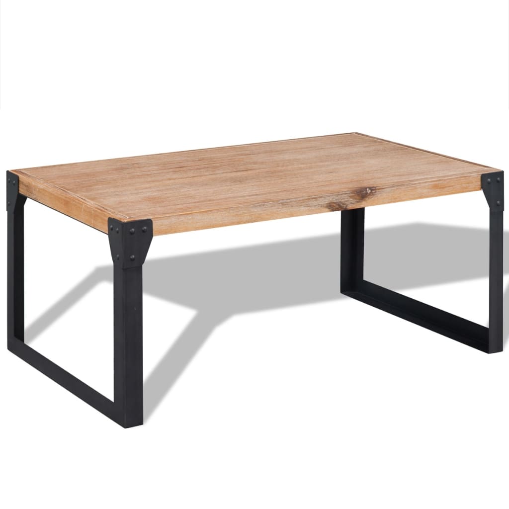 Table basse rectangle en bois acacia massif et pieds métal noirs