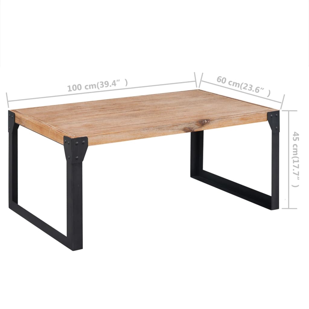 dimensions  Table basse rectangle en bois acacia massif et pieds métal noirs