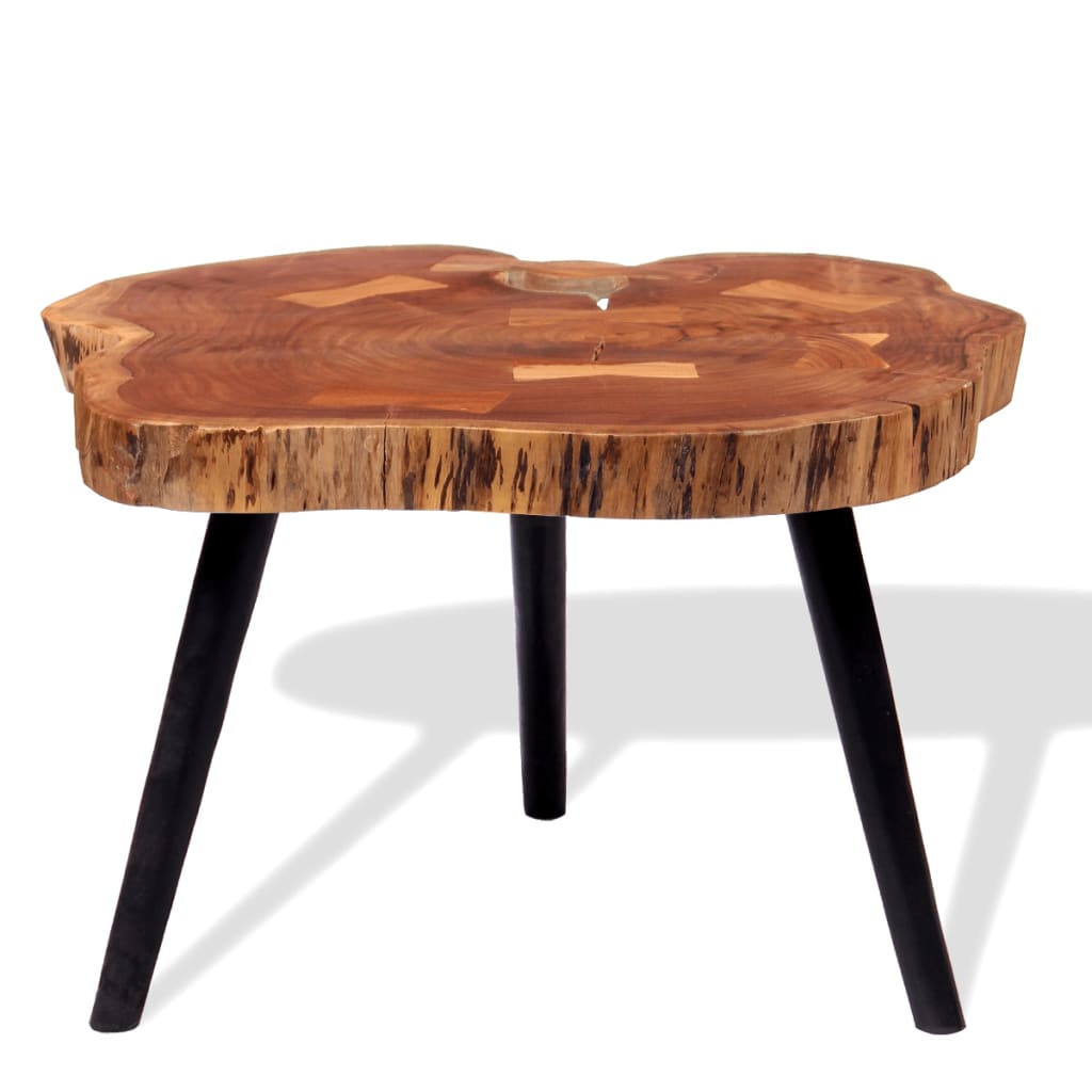 Table basse bois acacia massif et pieds noirs métal